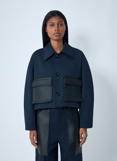 Bottega Veneta Compact Wool And Cotton Twill Jacket Blue bov0261012