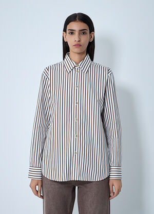 Bottega Veneta Stripe Button-Down Shirt Brown bov0262043