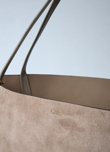Chloé Large Suede Spin Tote Bag Beige chl0261046