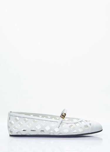 오픈워크 가죽 발레리나 플랫 슈즈 Dolce & Gabbana 오픈워크 가죽 발레리나 플랫 슈즈 화이트 dol0257010