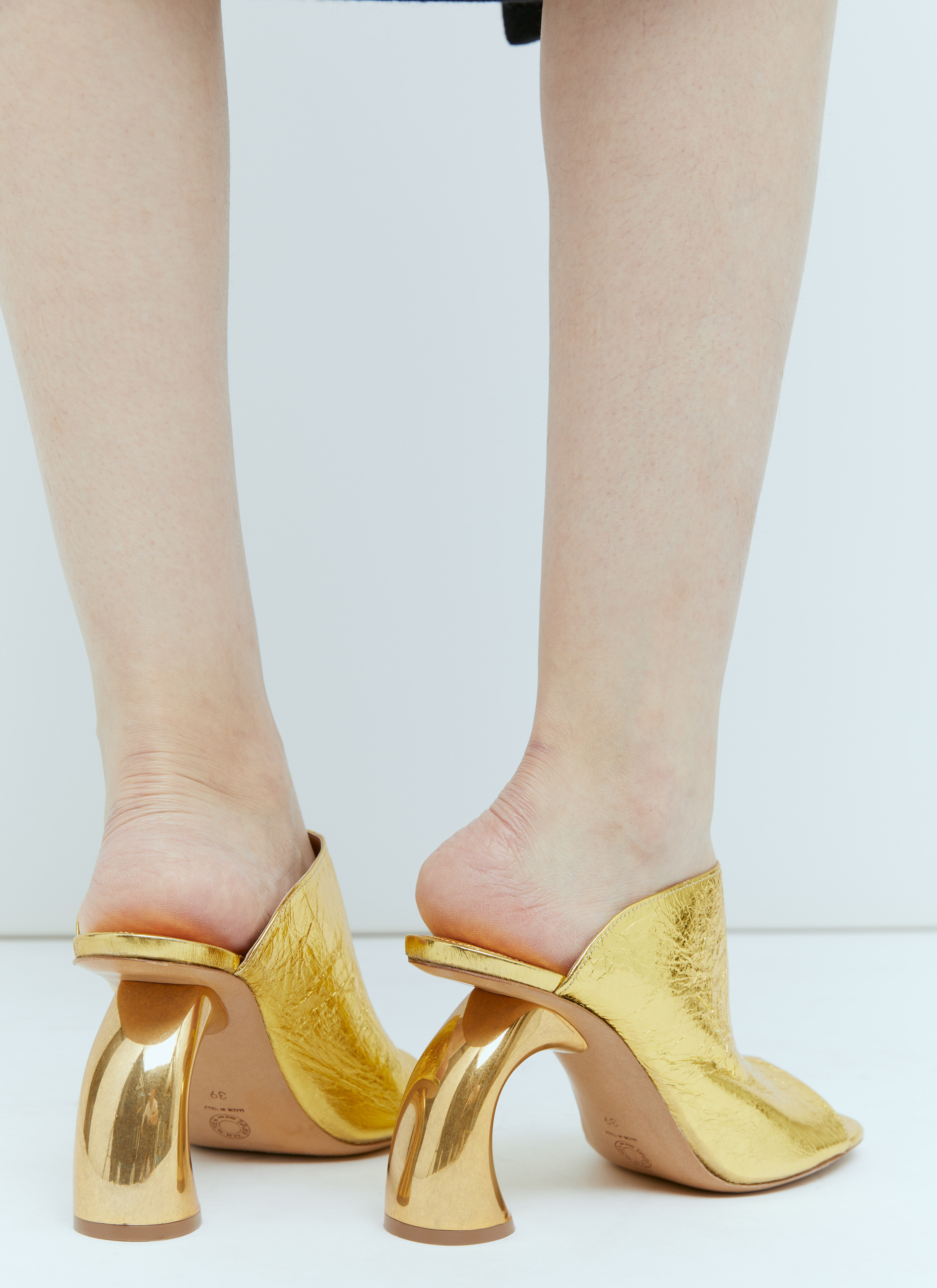 Dries Van Noten Women's' Ached Heel Leather Mules in Gold