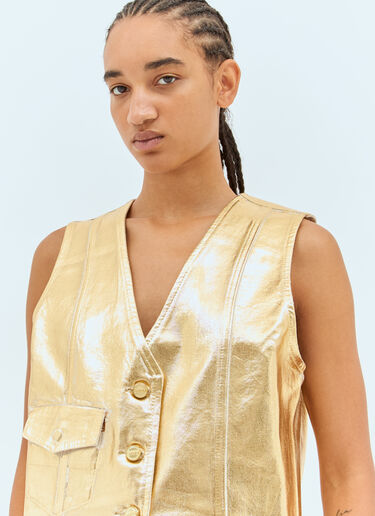 GANNI Foil Denim Vest Gold gan0257009