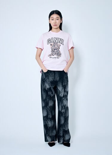 Leopard Jersey T-Shirt GANNI Leopard Jersey T-Shirt Pink gan0259043