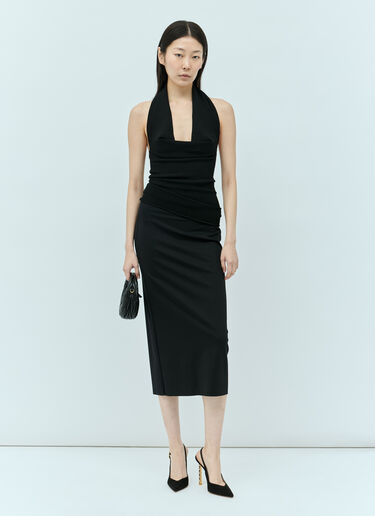 Gianvito Rossi 스웨이드 포인트 슬링백 힐  블랙 gia0255004