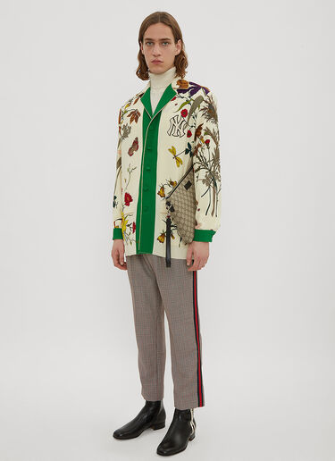 New York Yankees 플로럴 고딕 프린트 셔츠 Gucci New York Yankees 플로럴 고딕 프린트 셔츠 Beige guc0134016