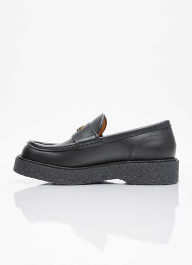 Gucci Logo Plaque Leather Loafers Black guc0155072