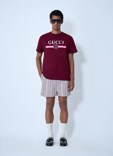 Striped Logo Motif Shorts Gucci Striped Logo Motif Shorts White guc0161023