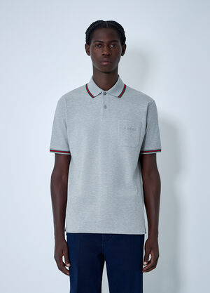 Gucci Logo Motif Polo Shirt Grey guc0161024
