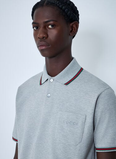 Logo Motif Polo Shirt Gucci Logo Motif Polo Shirt Grey guc0161024