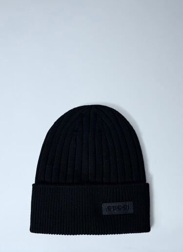 Gucci Logo Motif Beanie Hat Black guc0161082