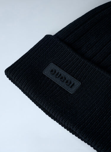 Logo Motif Beanie Hat Gucci Logo Motif Beanie Hat Black guc0161082