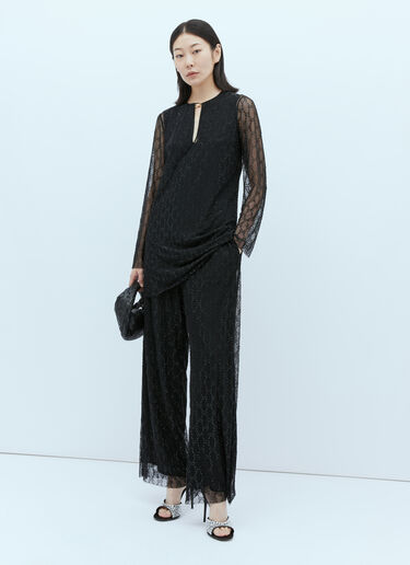 Gucci 튤 인터로킹 GG 크리스털 팬츠 블랙 guc0253063