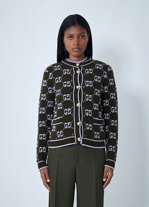 Gucci GG Jacquard Wool Bouclé Cardigan Black guc0261108