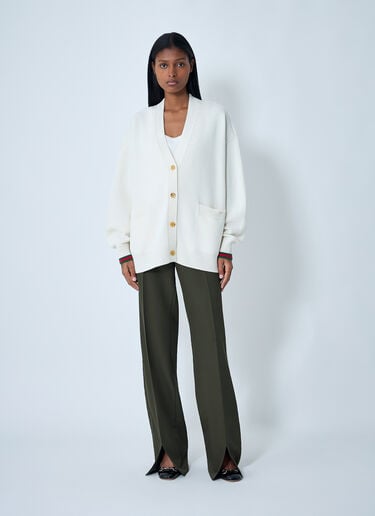 Web Trim Cardigan Gucci Web Trim Cardigan Beige guc0261119