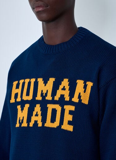 HUMAN MADE Logo Motif Cotton Sweater Navy hmd0161001
