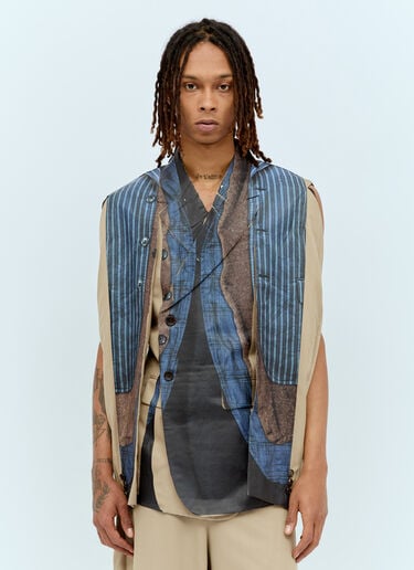 Comme des Garçons Homme Plus 印花双排扣西装外套 蓝色 hpl0156003
