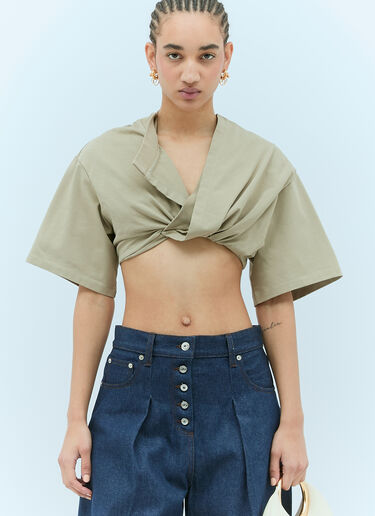 Jacquemus 르 티셔츠 바이아 코트 카키 jac0256041