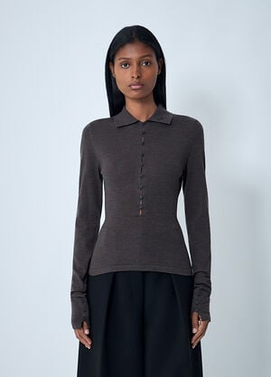 Jacquemus Le Polo Merino Shirt Dark Brown jac0262008