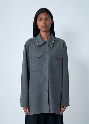 Jil Sander Bead Embellished Wool Shirt Grey jil0262020