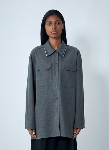 Jil Sander Bead Embellished Wool Shirt Grey jil0262020