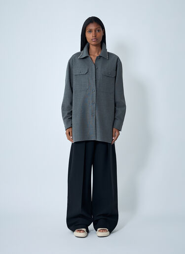 Bead Embellished Wool Shirt Jil Sander Bead Embellished Wool Shirt Grey jil0262020