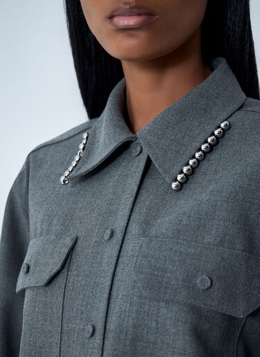 Jil Sander Bead Embellished Wool Shirt Grey jil0262020