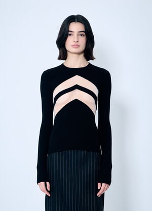 Jean Paul Gaultier Rib Sweater With Transparent Panels Black jpg0259013