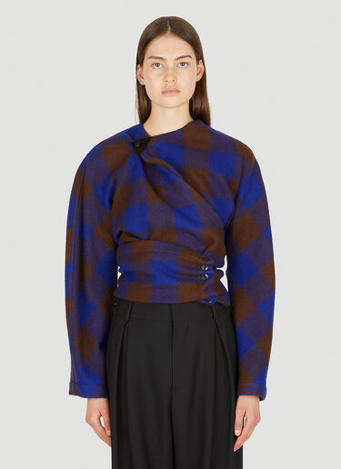 Lemaire Checked Wrap Top Blue lem0250018
