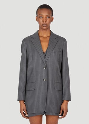 Max Mara Pinstriped Wool Blazer Grey max0253039
