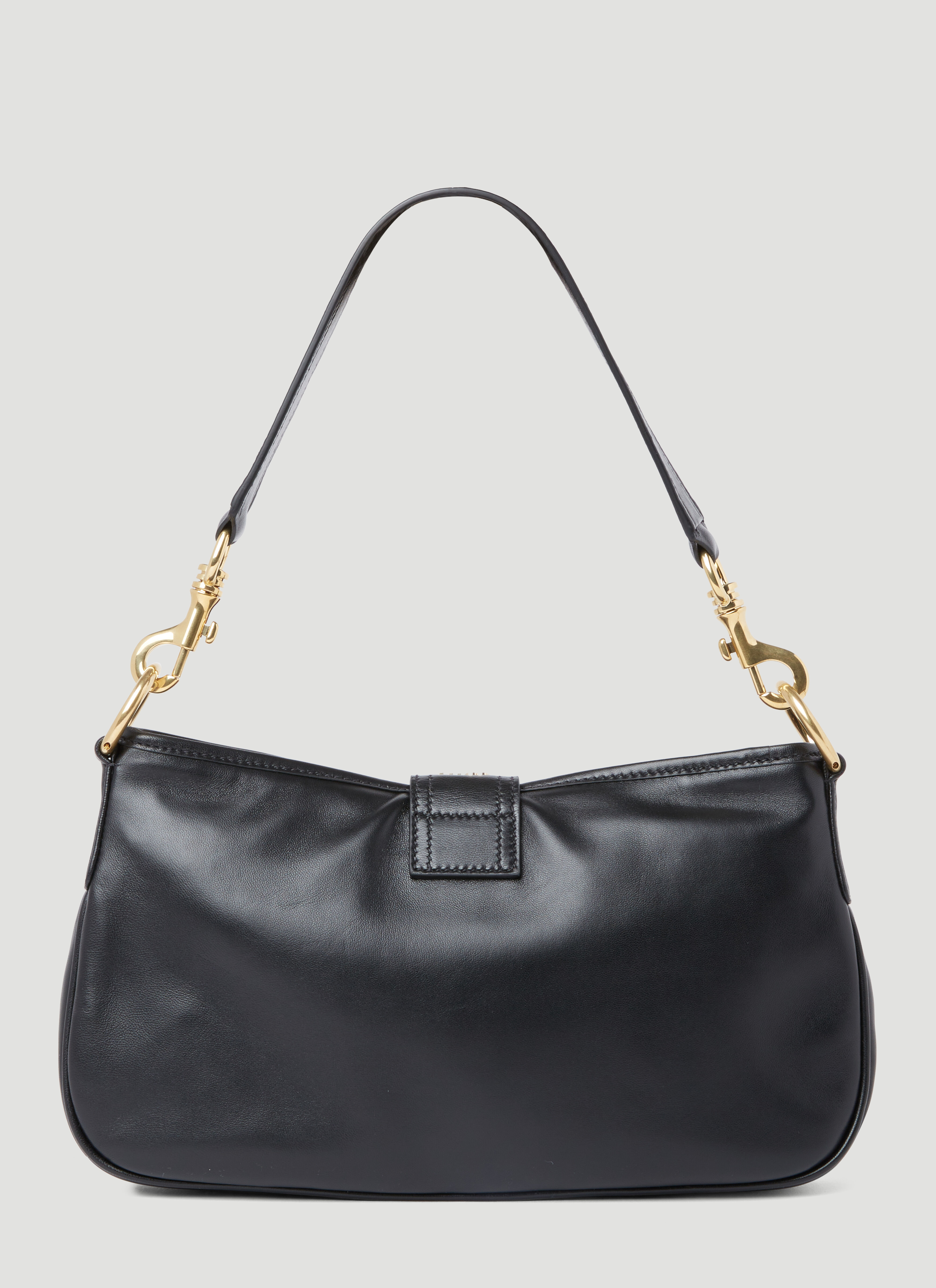Miu Miu Women's' Logo Plaque Leather Shoulder Bag in Black