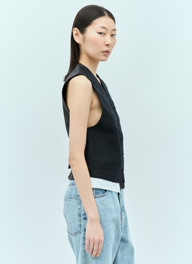 싱글 브레스트 핀스트라이프 베스트 Miu Miu 싱글 브레스트 핀스트라이프 베스트 네이비 miu0255002