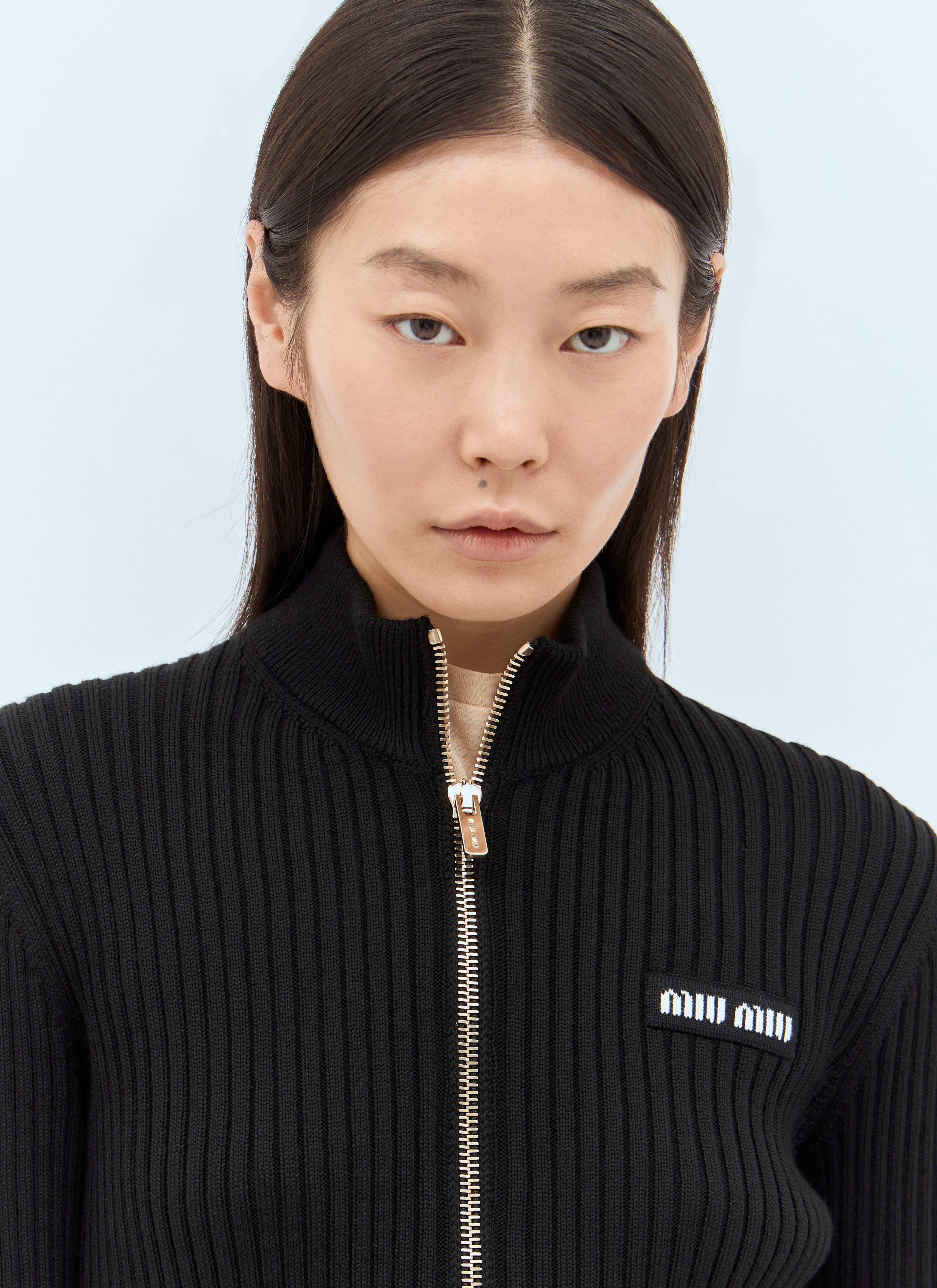トップス Miu Miu Silk Mix Ribbon Cardigan Black ブラック カシミヤ ニット カーディガン | Miu Miu