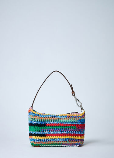 Miu Miu Logo Motif Crochet Shoulder Bag Blue miu0260030