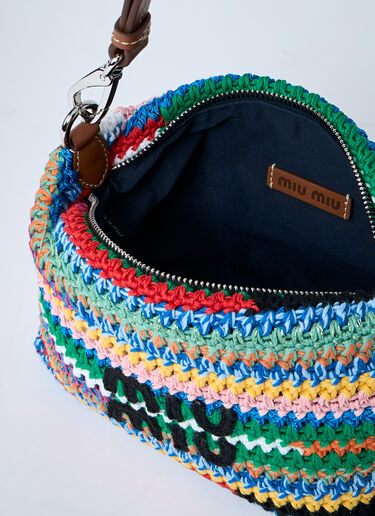 Miu Miu Logo Motif Crochet Shoulder Bag Blue miu0260030