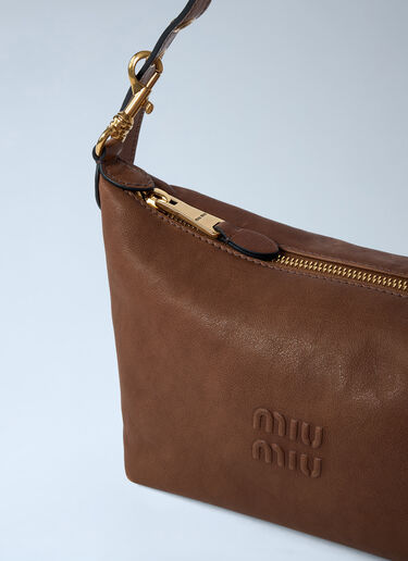 Leather Logo Motif Shoulder Bag Miu Miu Leather Logo Motif Shoulder Bag Brown miu0262002