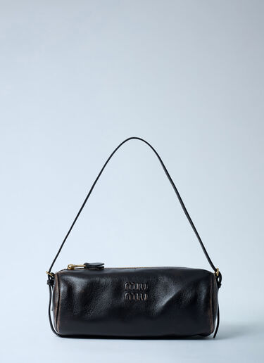 Miu Miu Leather Logo Motif Shoulder Bag Brown miu0262003