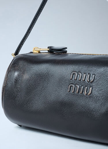 Miu Miu Leather Logo Motif Shoulder Bag Brown miu0262003