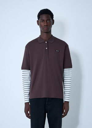 Miu Miu Logo Motif Polo Shirt Brown miu0362004