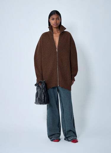 MM6 Maison Margiela 골지 니트 재킷  브라운 mmm0261002