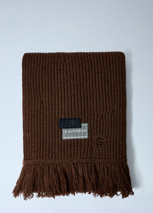 MM6 Maison Margiela 디스트레스트 울 혼방 스카프 브라운 mmm0361002