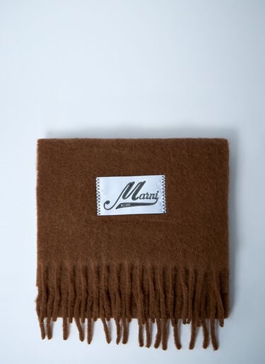 Marni Fringed Wool Scarf Camel mni0161012
