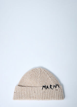 Marni Logo Motif Beanie Hat Beige mni0261010