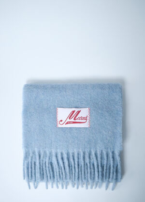 Marni Fringed Wool Scarf Light Blue mni0261011