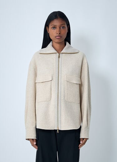 Moncler Wool-Blend Bouclé Shirt Jacket Beige mon0262034