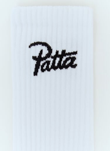 Patta 스크립트 로고 스포츠 양말 2개 세트  화이트 pat0156014