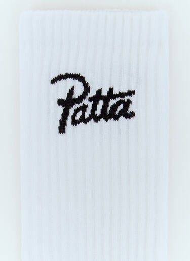 Patta 스크립트 로고 스포츠 양말 2개 세트  화이트 pat0156014