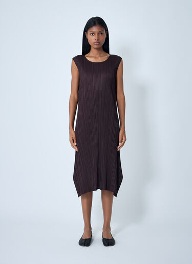 Pleated Midi Dress Pleats Please Issey Miyake Pleated Midi Dress Brown plp0262004