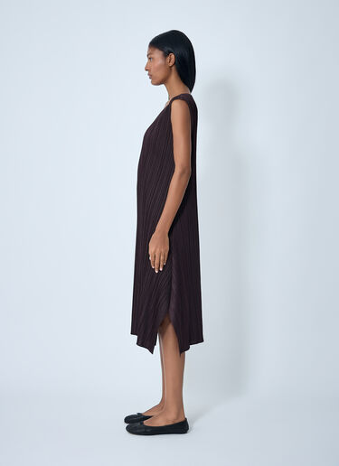 Pleats Please Issey Miyake Pleated Midi Dress Brown plp0262004