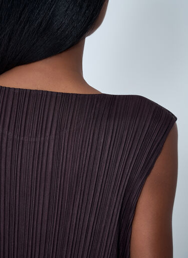 Pleats Please Issey Miyake Pleated Midi Dress Brown plp0262004