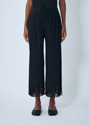 Pleats Please Issey Miyake Fringe Pleated Pants Black plp0262008